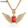 Hip Hop Ice Out Angle Wing Necklace Women Men Bling Full Rhinestone Luxury Hiphop Statement Necklaces Jewelry Gifts