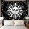 Zwarte Tapestries Sun Moon Star Astrologie Muur Opknoping Doek Boho Art Dorm Kamer Tapijt Moderne Tenture Muurschildering