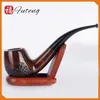 NEUE EBONY WOOD PIPE 15 cm gebogene schwarze Rauchpfeife handgefertigtes Tabak 9mm Filter Holzrohr1342400