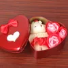 3 pièces/ensemble savon parfumé fleurs roses avec 1 ours mignon boîte en fer parfumé Valentiners fête de mariage décoration cadeaux bain savons pour le corps
