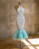 Aso Ebi 2019 Luxurious Mermaid Evening Dresses Beading Lace Tea Length Prom Dresses Sexy Formal Party Bridesmaid Pageant Gowns ZJ104