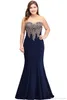 Plus Size Mermaid Avondjurk Gold Applicaties Lange Formele Vrouwen Party Prom Gowns Robe de Soiree Longue CPS262