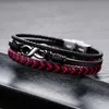 Grossist-smycken tillbehör länk retro armband rostfritt stål läder armband födelsedag årsdag gåva europeisk elegant 8inch punk