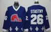 Heren Retro Quebec Nordiques Jerseys Hockey 13 Matten Sundin 21 Peter Forsberg 26 Peter Stastny 19 Joe Sakic Light Blue White Uniforms