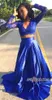 Royal Blue Sexy Two Piece Prom Dresses Long Hermes V Neck Lace Applique aftonklänningar Formell klänning Vestidos de Fiesta 2024 0430