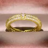 Rulalei New Sparkling Luxury Jewelry 925 Sterling SilverGold Fill Pave Full White Sapphire CZ Diamond Gemstones Party Circle Women Ring
