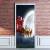3D Tridimensionnel Père Noël Conduire La Porte Est Coincée Peut Le Déplacer L'Eau Sticker Mural Chambre Un Salon Diy Papier Peint 017