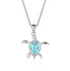 Collier pendentif tortues animaux, opale bleue naturelle, bijoux pour femmes, alliage d'argent, tortue de plage élégante, colliers 2839