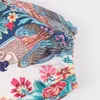 Mulheres Blusa Verão Tops Casual Floral Imprimir Blusa Lanterna Sleeve Top Impresso solto pulôver O-Neck Top Blusa