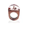 Mäns Handgjorda Trä Secret Magic Forest Band Ring Wood Resin Smycken Hip Hop Fashion Punk Wood Rings Men Anel