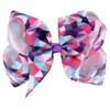 12 Colors 5 Inches Large Rainbow Geometric Pattern Hair Bow Wich Clip Baby Girl Fashion Hair Clip Children Hair Accessories M298