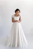 A-Line Vintage Taffeta Modest Bröllopsklänningar med långa ärmar 2020 Enkelärmad brudklänningar Brudklänning Fullständiga ärmar Skräddarsydda