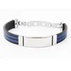 Pulsera de acero inoxidable de silicona con placa de luz ampliada con patrón de llave doble para hombre DHB370 ID, pulsera de joyería de identificación