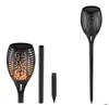 Światła słoneczne Wodoodporne Magnering Flames Pochodnie Lights Outdoor Solar Spotlights Krajobraz Dekoracji Patio Podjazd Oświetlenie 96 LED B5611