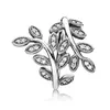 Partihandel-blad CZ Diamond Life Tree Ring med originalbox för riktiga 925 Sterling Silver smycken Kvinna Retro Ring9165986