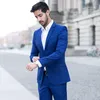 Красивый Royal Blue Groom Tuxedos Нотч Groomsmen Свадебные смокинги Популярные Мужчины Формальная Пром Куртка Blazer Костюм (куртка + брюки + Tie) 1237