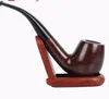 Venda direta feito à mão black sandalwood pipe bend handle tobacco hole tubulação filtro núcleo acessórios