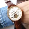 High Quality Mens Watches Tourbillon Automatic Movement Small Dial Work Daydate Watches for Men Leather Strap Designer Clock Montre De Luxe