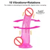 Kvinna Onani Cystal Dildo 10 Speed ​​Vibration Rotation Simulerad Penis USB Laddning Penis Sexleksaker för kvinnor J1734