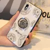 الحالات الساخنة لـ iPhone 14 13 12 11 Pro X XR XS Max 7 8 Plus Phone Case 3D Diamond Ring Holder Plating Soft TPU Glitter Bling Cover Coque