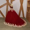 Or dentelle rouge tulle robes de bal de Quinceanera robes 2020 plissée sans bretelles longueur de plancher douce 16 robe robes de bal longue image réelle