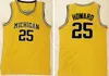 NCAA Michigan Wolverines College Jalen Rose 41 Glen Rice 4 Chris Webber 25 Juwan Howard Jason Williams Camisas de basquete costuradas
