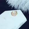 2020 mode luxe Zircon Double anneau plaqué or 18 carats tempérament femme anneau ouvert mode sauvage anneau vacances cadeau bijoux