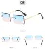 HOT Rea Designer solglasögon Ny stil Ramlösa fyrkantiga solglasögon Mode Gradient rosa blå grön färg kvinnor Solglasögon 8 färger 10 STK