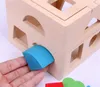 13 Holes Intelligence Box Shape Sorter Cognitive and Matching Wooden Building Blocks Baby Kids Children Educational Toy Gift free shipping