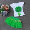 7 Farben Kinder Mädchen Prinzessin Hochzeit Blume T-Shirt Tüll Tutu Kleider Set Blume Baby Mode Kleidung