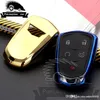 CASE-Styling CARMENT TPU CASE CASE CASE 5 Bottons Keyfob Key Ring Bey Key Care لـ Cadillac ATS XT5 CT6 Occorty225V