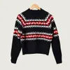 2019 가을 겨울 긴 소매 원형 목 검은 줄무늬 니트 풀오버 스웨터 여성 패션 스웨터 D25161116S