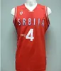 Milos Teodosic # 4 Koszykówka Jersey Team Serbia Srbija Serbio Retro Mens Wszystkie Szyte Niestandardowe Nazwa Nazwa Koszulki Najwyższa jakość