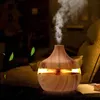 جديد من العطرية العطرية الناشر للزيت الناشر الخيزران مرطب خشبي الحبوب الناشطات الضباب الباردة مع 7 LED LED ضوء H017226Y