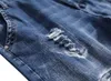 Męskie dżinsy męskie spodnie mody dziury jasnoniebieski szczupły motocykl rozdzierający umyte spodnie dżinsowe długi ołówek