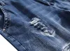 Men's Jeans Mens Fashion Pants Hole Light Blue Slim Motorcycle Ripped Washed Denim Trousers Long Pencil