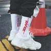 패션 뉴스 크루 코 튼 힙합 양말 vetements 스타일 편지 인쇄 hipster 남자 여자 패션 양말 skaterboard streetwear