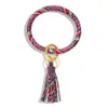 New popular fashion ins designer cute lovely leather flower pattern tassel key ring bangle bracelet for woman