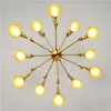 Ny ljuskrona Lighting American Vintage Spider Chandelier 12 Guld Dubbelmanipulator Led Restaurant Hall Warehouse Telescopic Chandelier PE