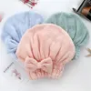 Hızlı Kuru Saçlar Şapka Sarılı Havlu Banyo Duş Mikrofiber Bow Kadınlar Kız Lady Yıkanma Cap Caps