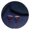 Fashion- 925 Sterling Silver Ear Cuff Trendy Personality Luxury Cubic Zircon Clip Earrings For Women Jewelry Red Corundum314U