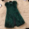 FTLZZ 자연 너구리 모피 조끼 여성 캐주얼 플러스 사이즈 조끼 중간 긴 정품 모피 Gilet Real Coat