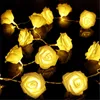 10LED 20LED روز الاصطناعي أضواء سلسلة زهرة LED روز مصباح الإضاءة الزهور الأبيض الوردي لعطلة عيد الحب الزفاف الديكور HHA1131