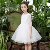 Neue Blumenmädchenkleider Weiß Erstkommunion Kleid Lange Ärmel Kinder Hochzeit Kleid Kinder Prinzessin Abschlusskleid