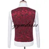 Red Floral Design Smoking Do Noivo 2019 Ternos Dos Homens Custom Made Terno Formal para o Casamento Melhor dos homens Smoking (Jacket + Bow + Vest + Calças)