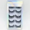 Heißer Verkauf Bester Preis 5 Paar Natürliche Dicke Synthetische Wimpern Make-Up Handgemachte Gefälschte Kreuz Falsche Wimpern mit Holographische Box