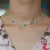 Gros-tour de cou argent plaqué femmes collier bijoux de mode goutte d'eau charme vert émeraude clair cz pierre pavée bijoux femmes magnifiques