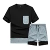 Tracksuit män Casual Summer Mäns Set Mens Blommor T-shirt + Skriv ut Strand Shorts Shorts Byxor Två Piece Suit Plus Size 4XL