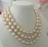 A single strand 11-12mm South Sea Baroque white pearl necklace 38 inches 925 necklace