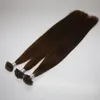 DHLフェデックスフリーシルクストレートナチュラルブラウン赤色ブラジリアンマレーシアインドペルーフュージョンネイルUチップバージンレミー人間の髪の拡張